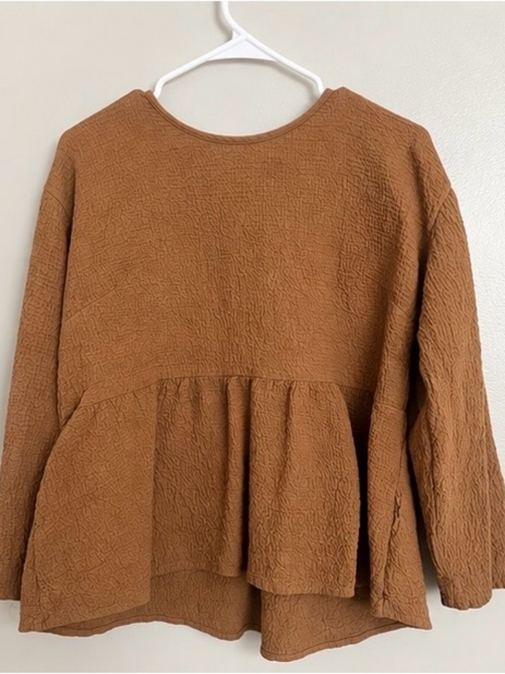 Madewell Size M Brown Textured Peplum Open Back Tie Top